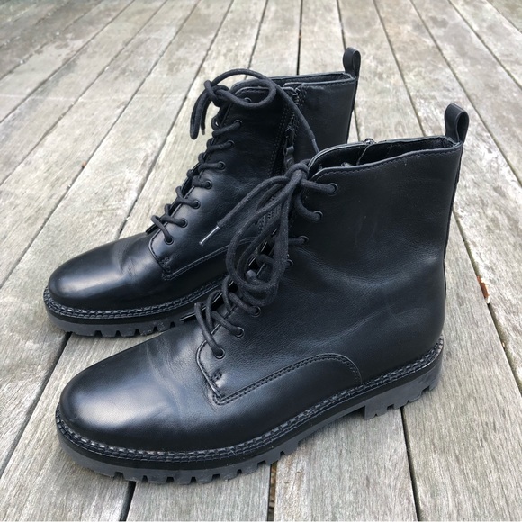 NEW NWT Vince Cabria Black Leather Lug Sole Zip Up Boots 9.5M $395 - Picture 9 of 15